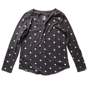 Women's Sonoma Dark Gray Daisy Tee Long Sleeve V-Neck Size S